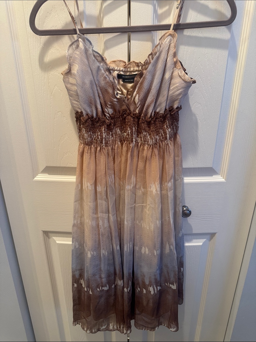 BCBGMaxAzria Brown and Taupe Ombre Silk Dress